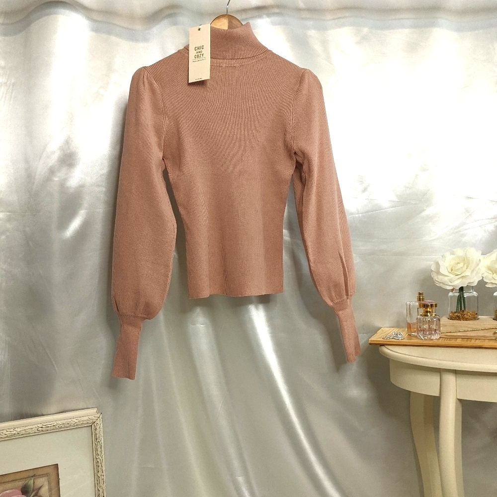 Puffed Sleeve Turtleneck